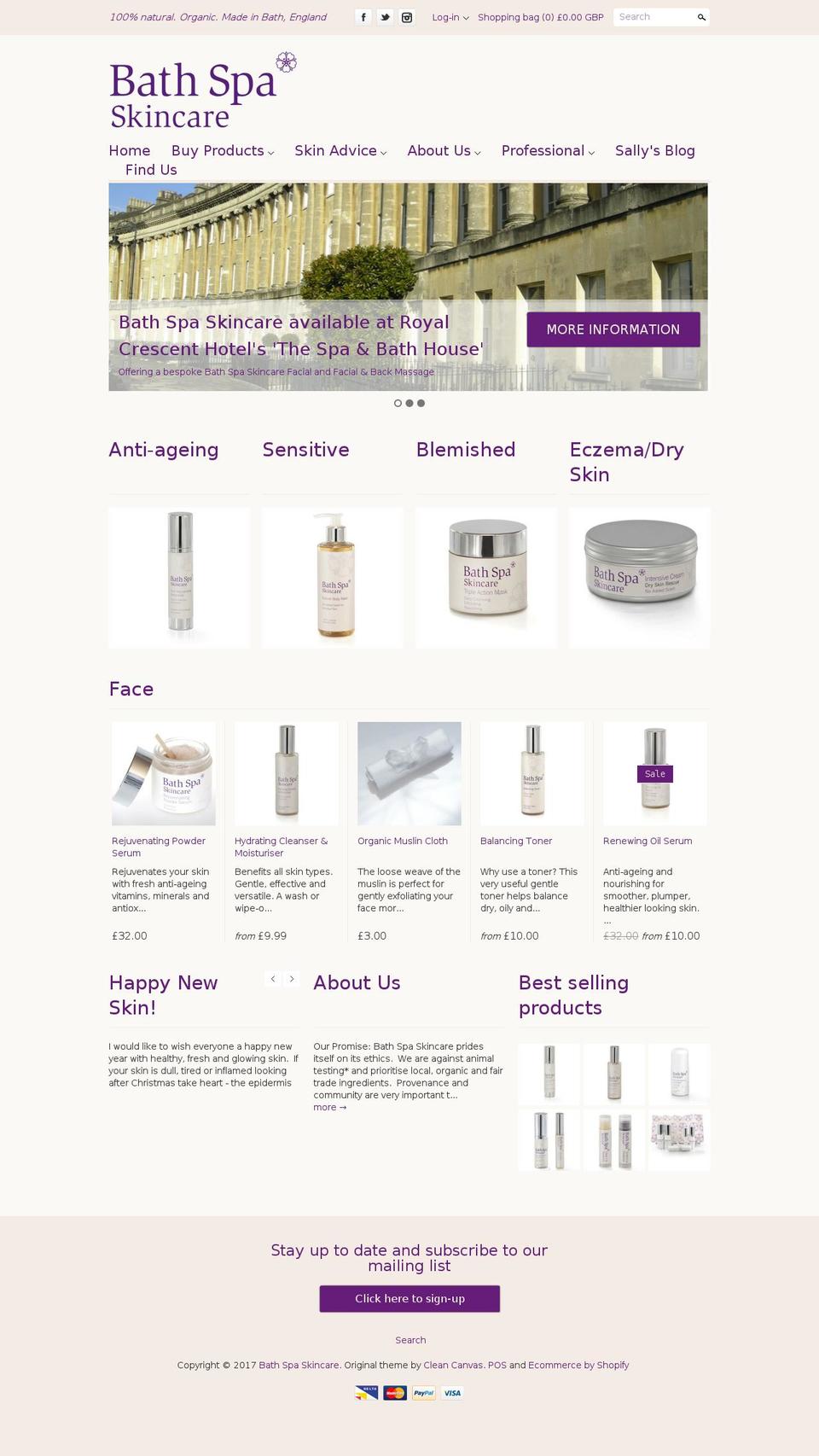 bathspaskincare.com shopify website screenshot