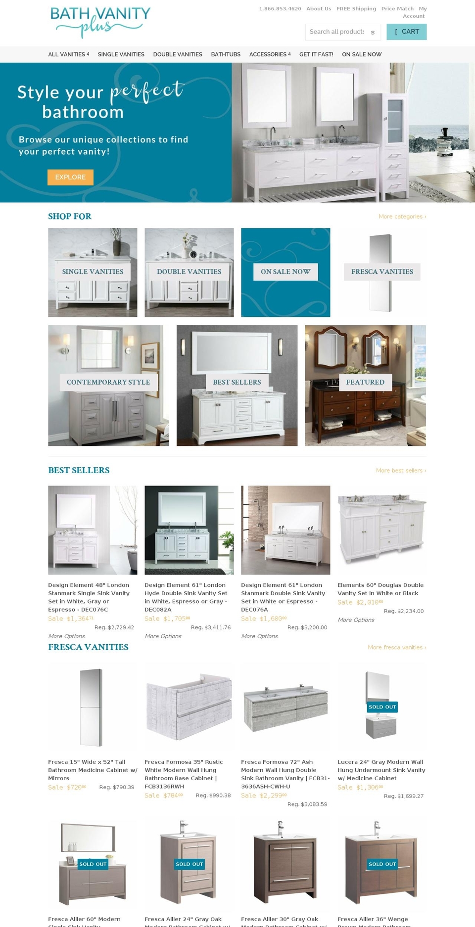 bathvanityplus.com shopify website screenshot