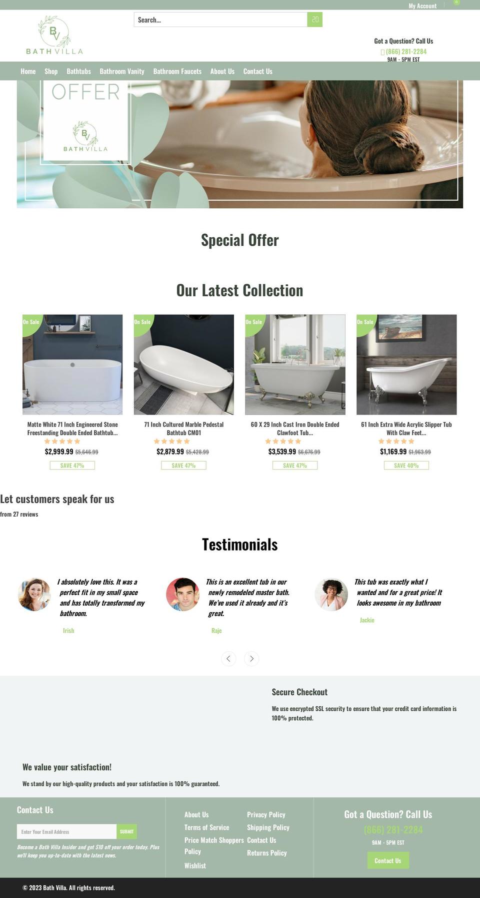 bathvilla.com shopify website screenshot