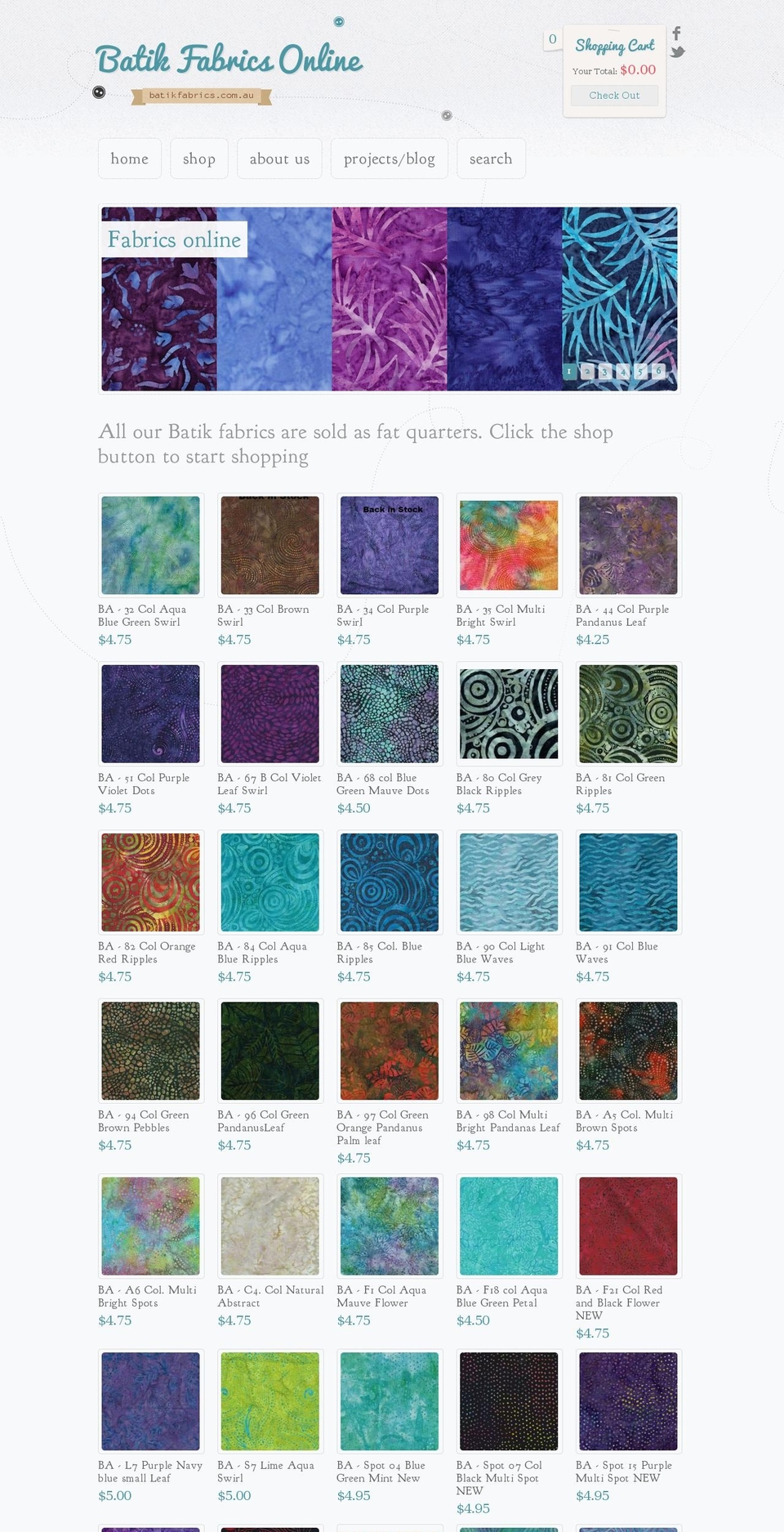 batikfabrics.com.au shopify website screenshot