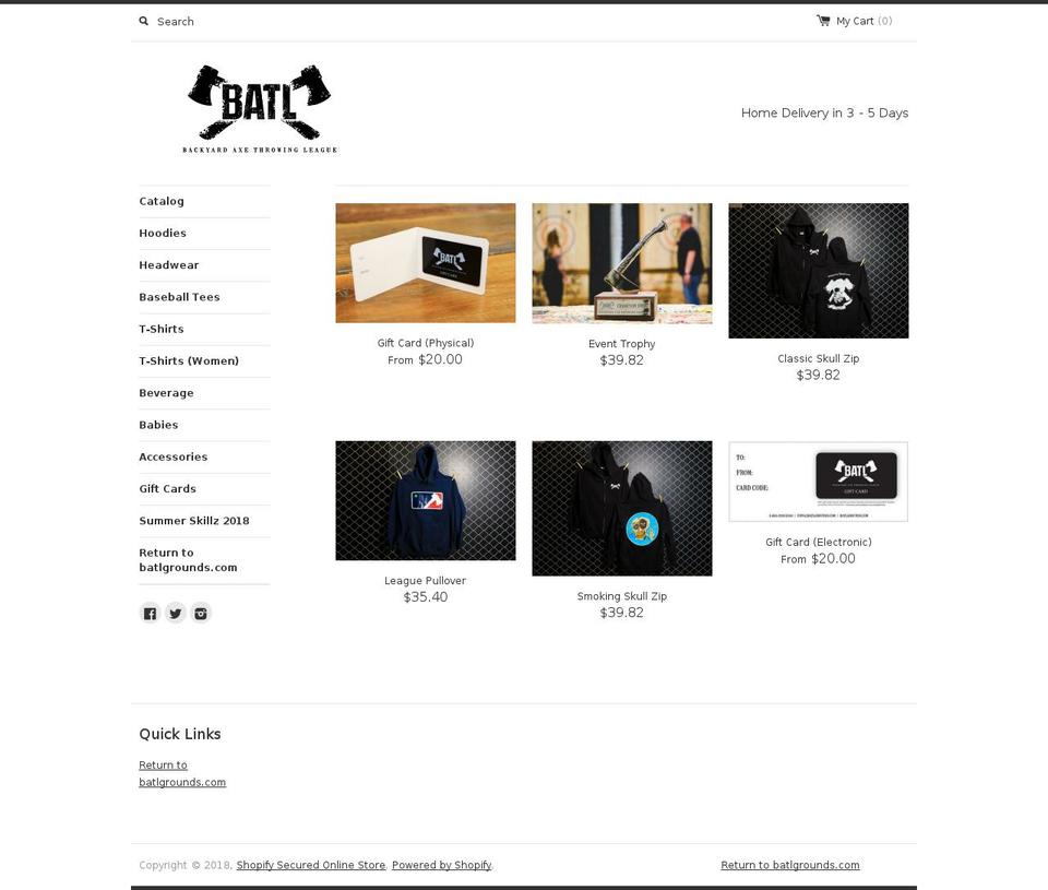 batlgrounds-com-online-store.myshopify.com shopify website screenshot