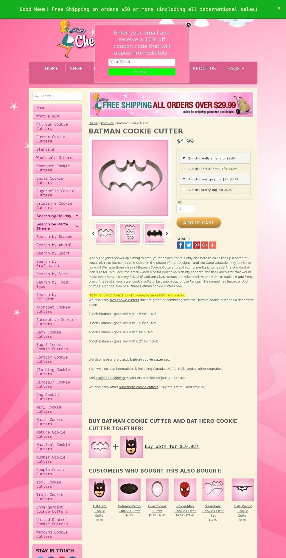 Cheap Cookie Cutters Shopify theme site example batmancookiecutter.com