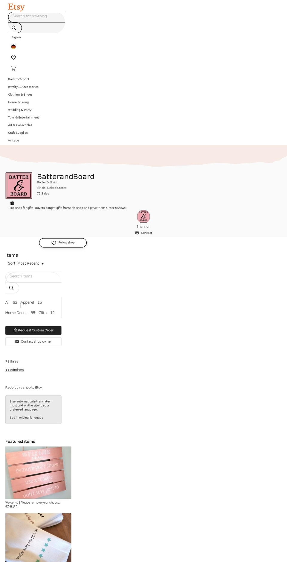 batterandboard.com shopify website screenshot