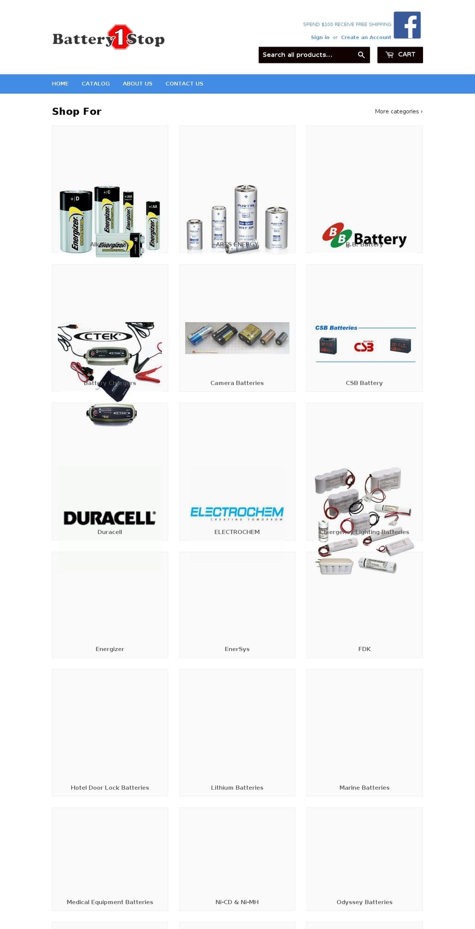 battery1stop.com — Shopify storefront screenshot
