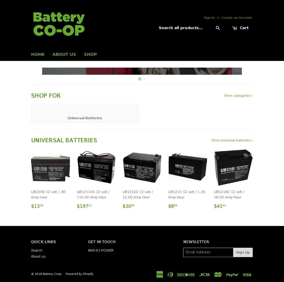 batterycoop.com — Shopify storefront screenshot