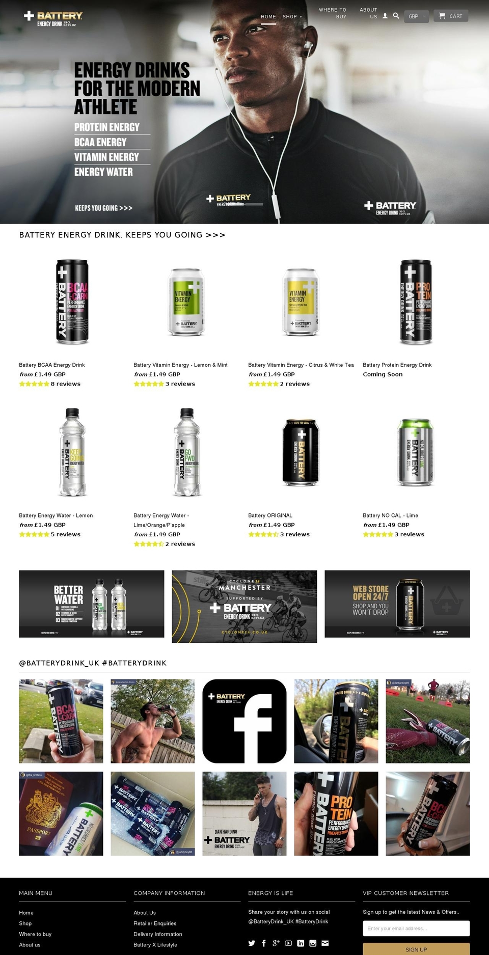 Battery Energy Drinks UK Shopify theme site example batteryenergystore.com