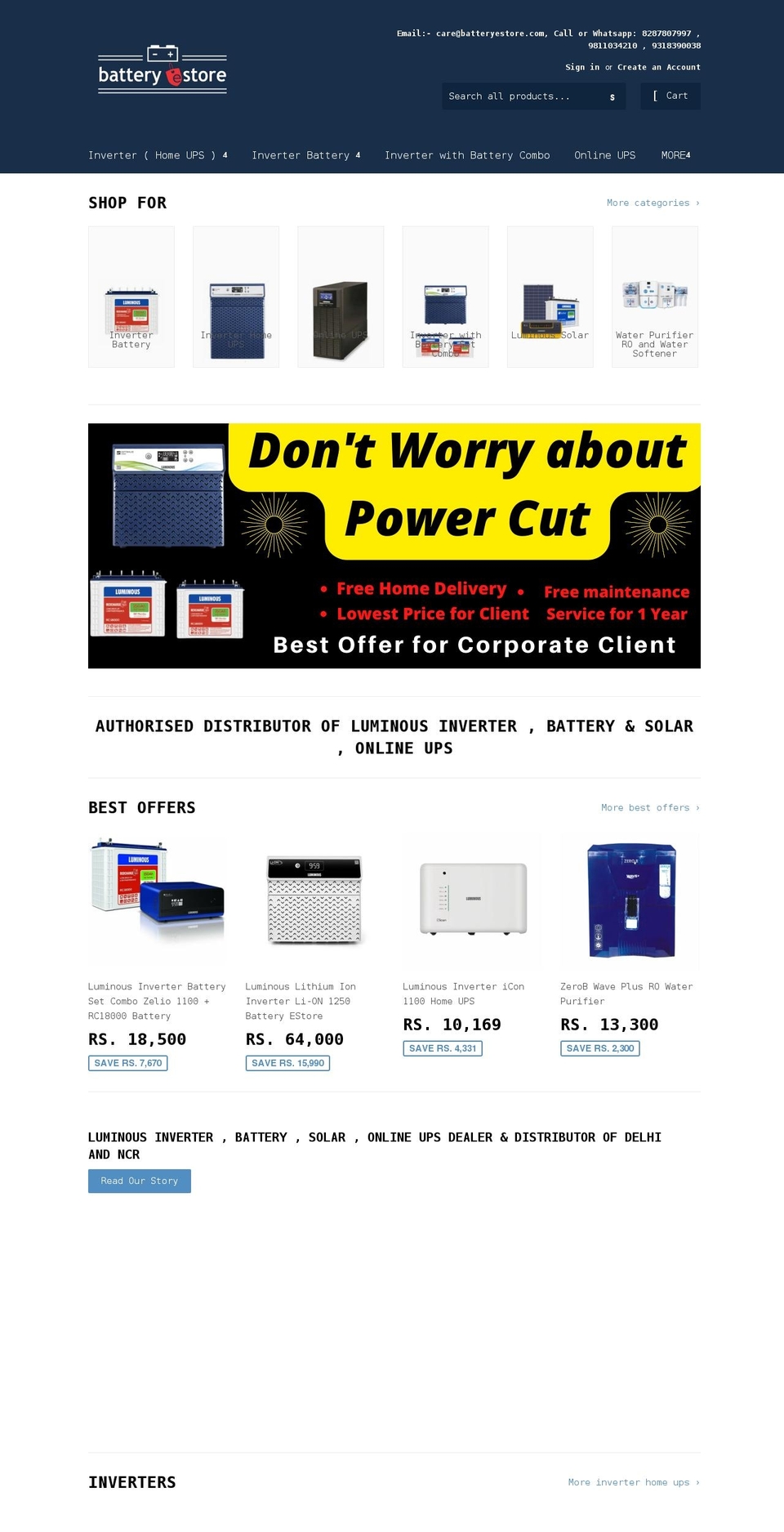 batteryestore.com shopify website screenshot