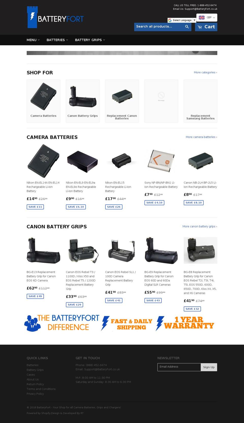 batteryfort.co.uk shopify website screenshot