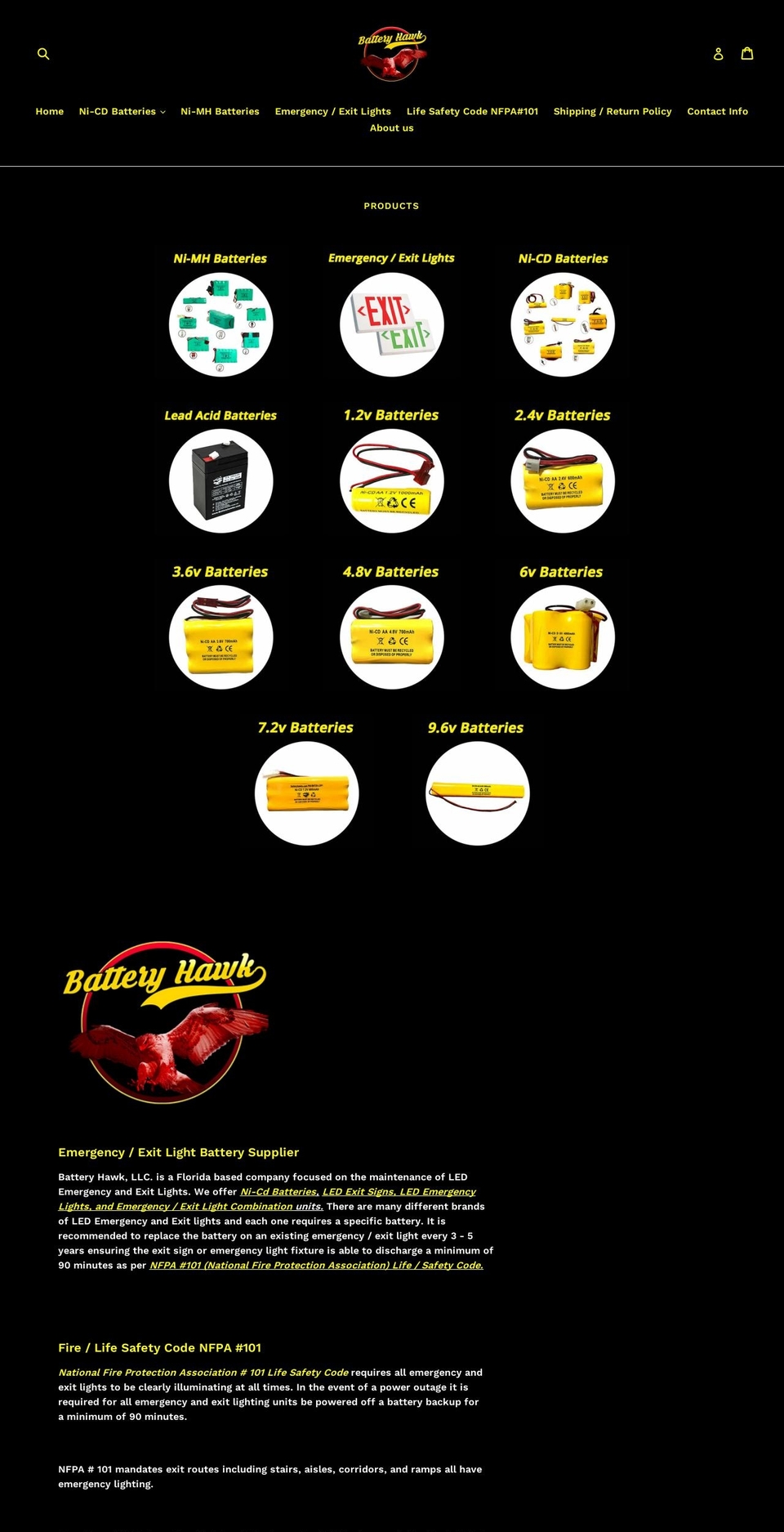 batteryhawks.com — Shopify storefront screenshot
