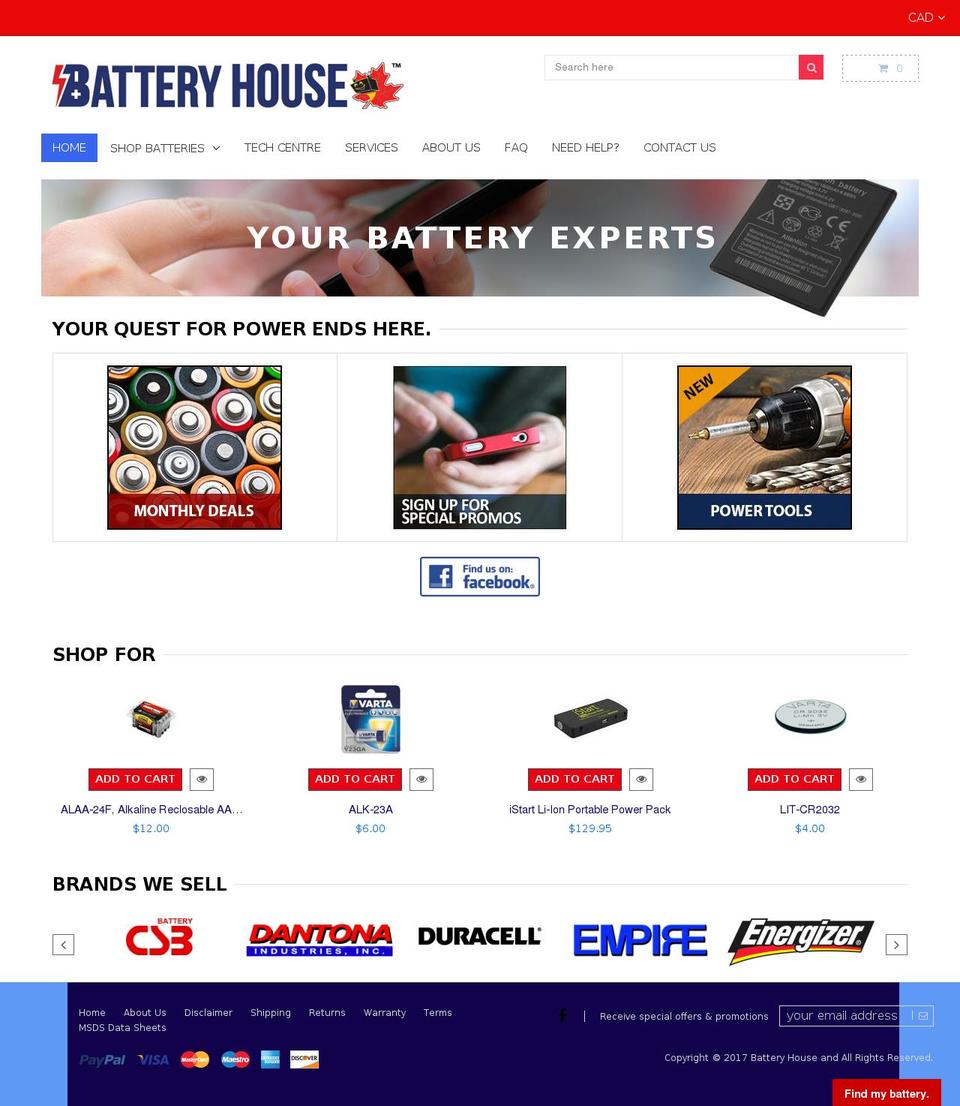 batteryhouse.ca shopify website screenshot