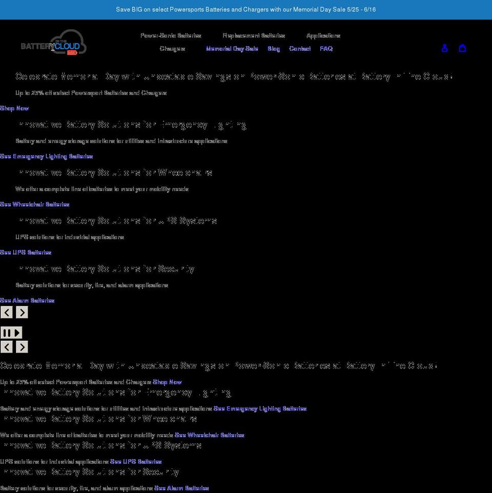 batteryinthecloud.com shopify website screenshot