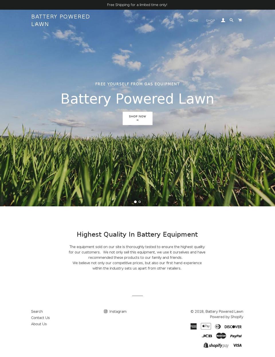 batterypoweredlawn.com — Shopify storefront screenshot
