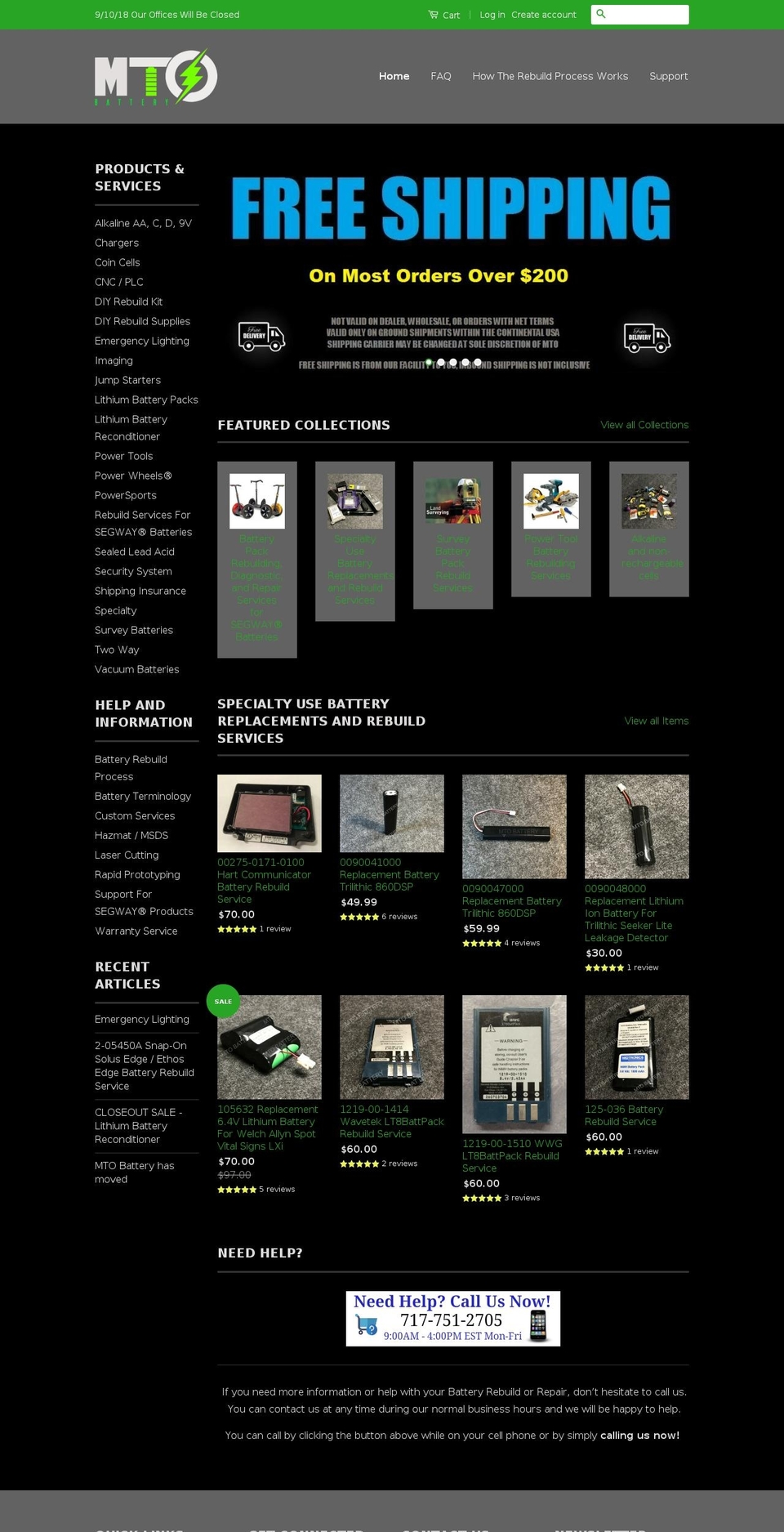 batteryrebuilders.com — Shopify storefront screenshot