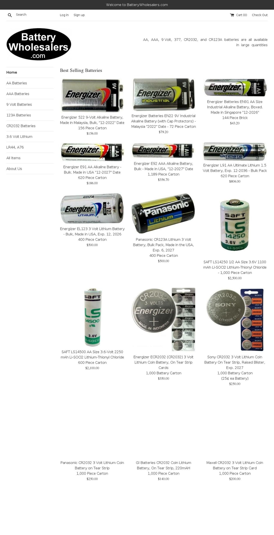 batterywholesalers.com — Shopify storefront screenshot