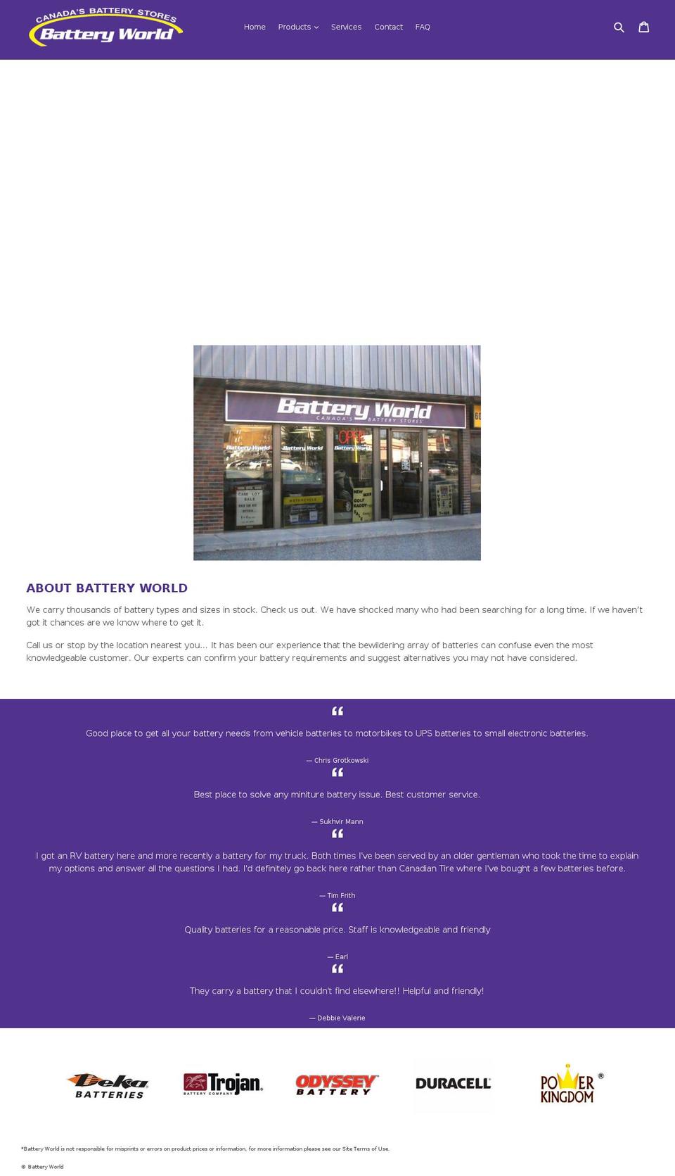 batteryworld.net shopify website screenshot