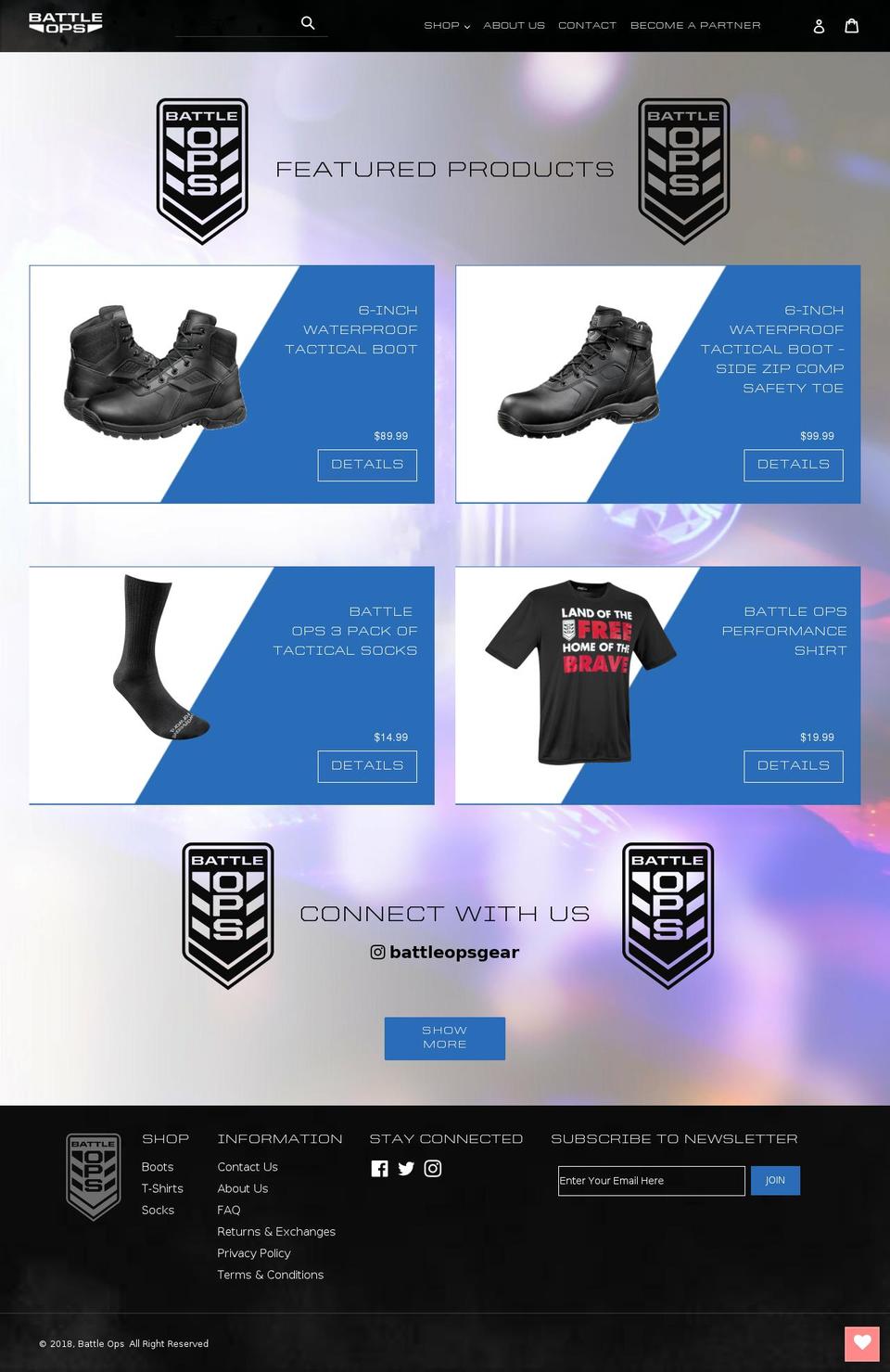 battle-ops.com — Shopify storefront screenshot