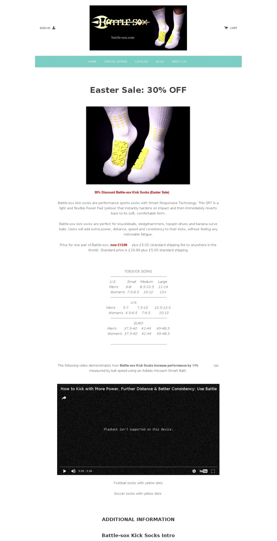 battle-sox.com shopify website screenshot