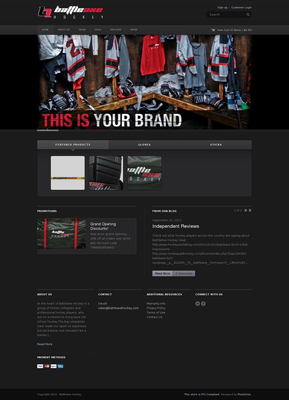 Technophile Shopify theme site example battleaxehockey.com