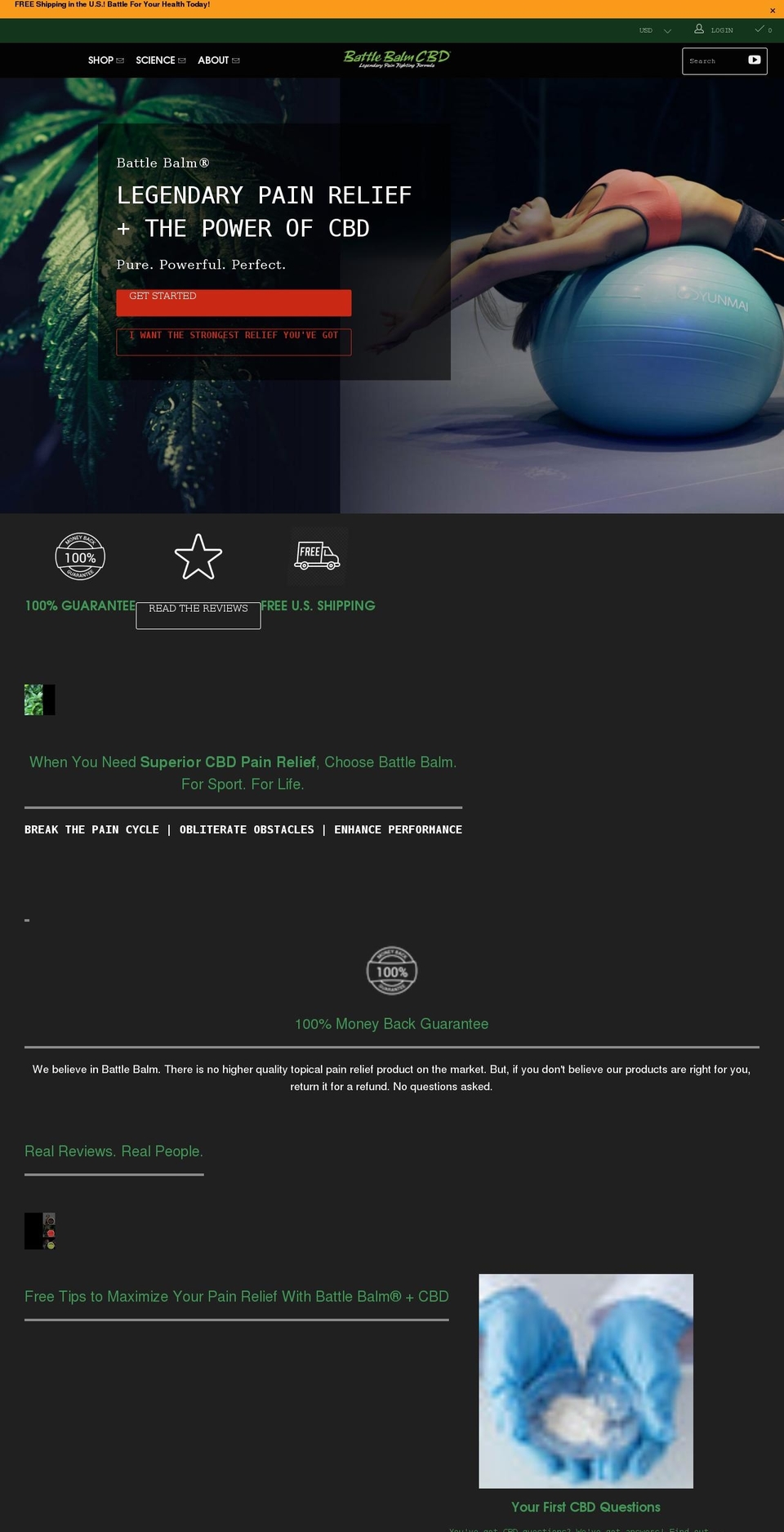 battlebalmcbd.com shopify website screenshot