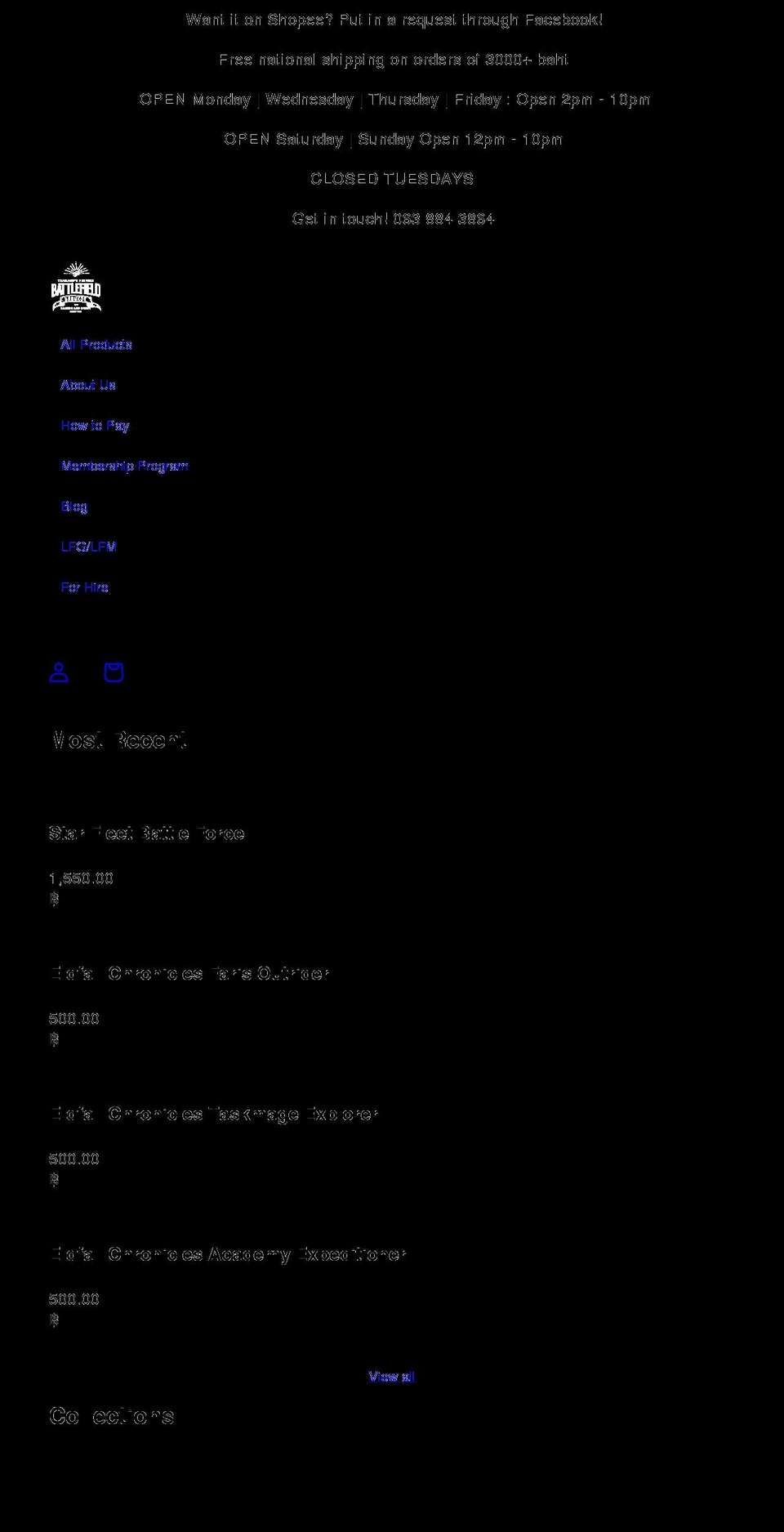 battlefield-bangkok.myshopify.com — Shopify storefront screenshot