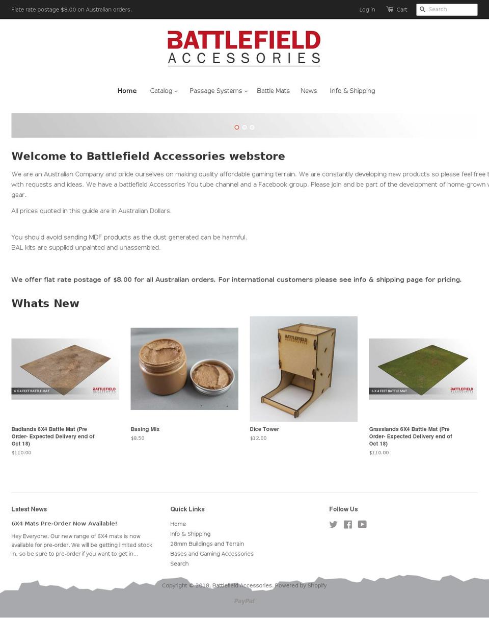 battlefieldaccessories.com.au shopify website screenshot