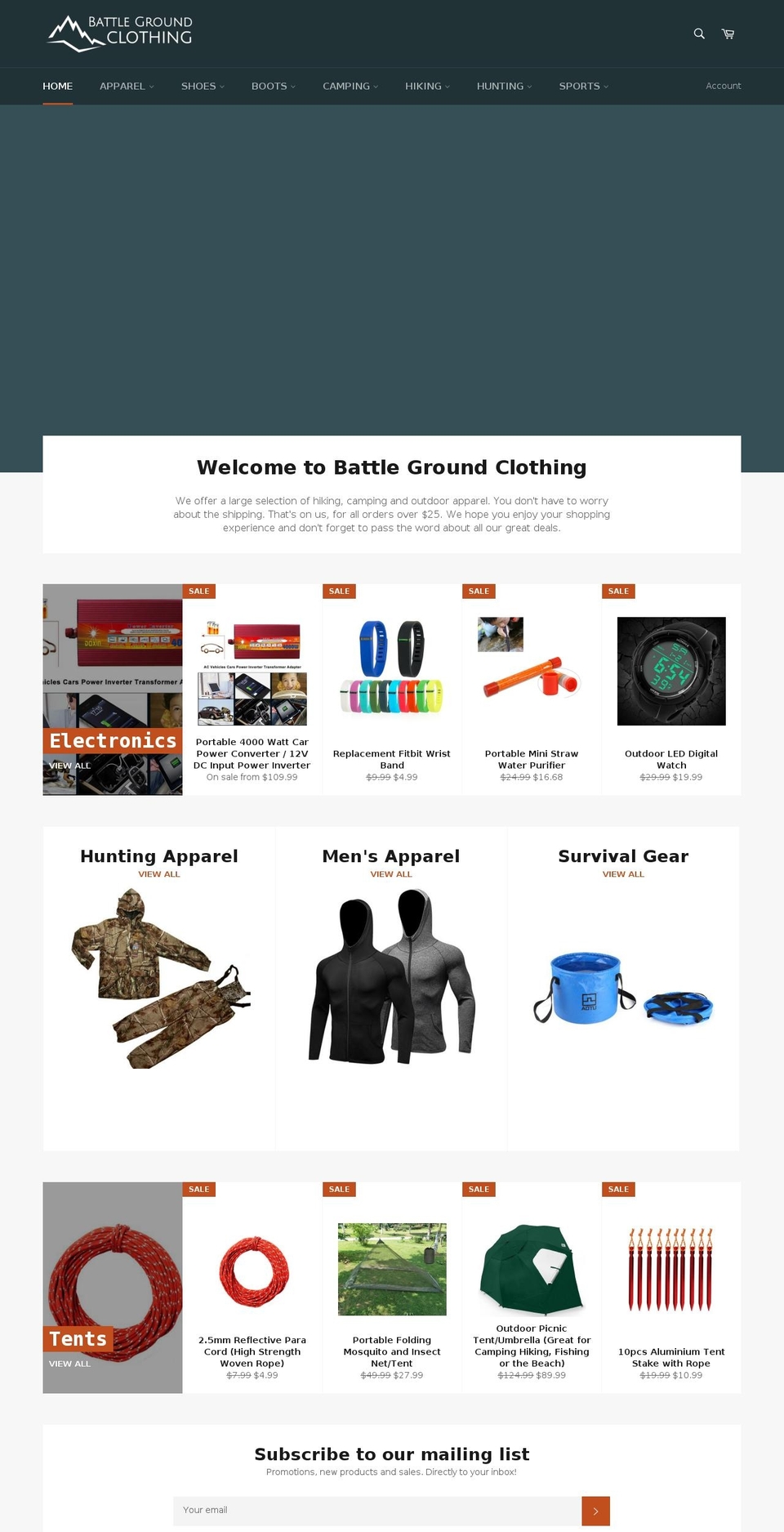 battlegroundclothing.com shopify website screenshot