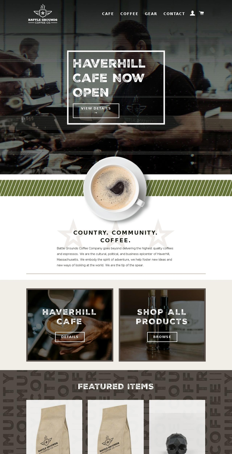 Battle Grounds Coffee Co Shopify theme site example battlegroundscafe.com