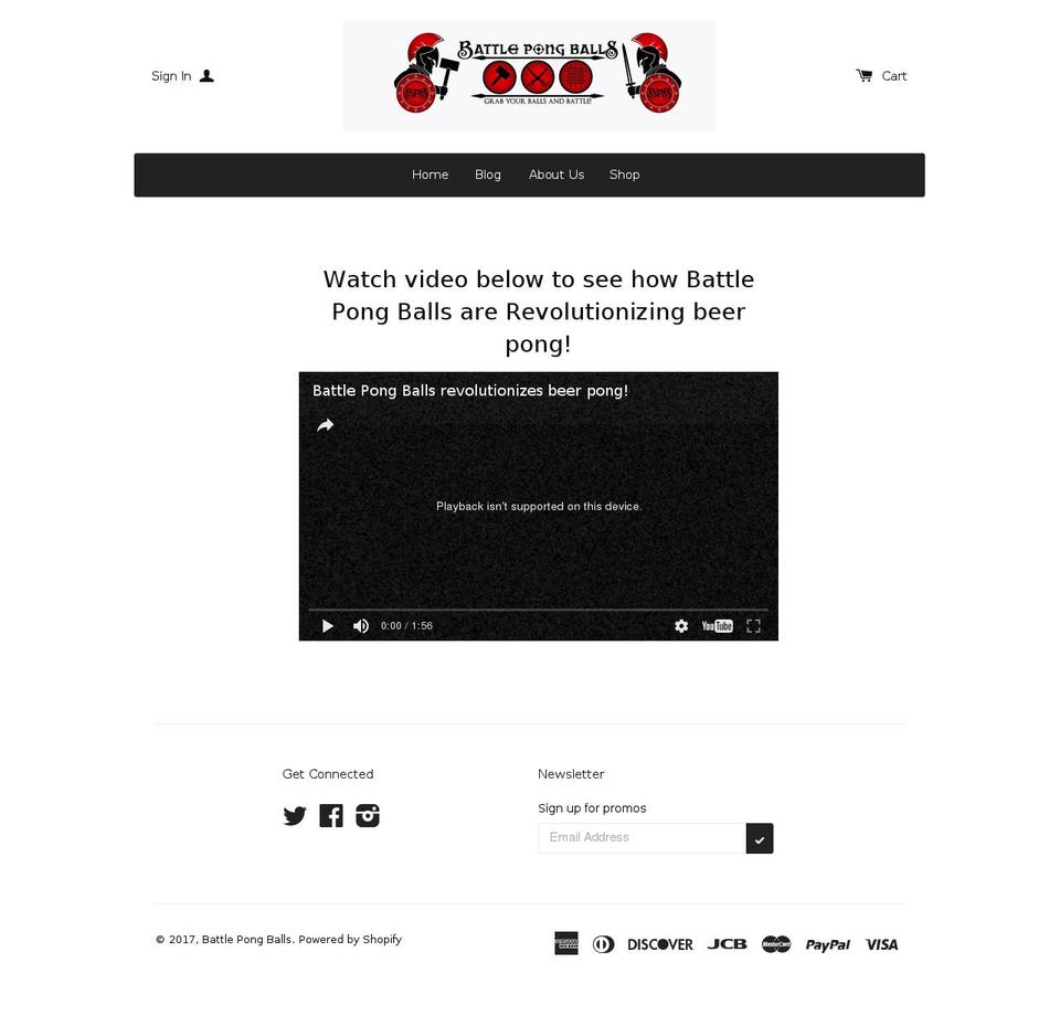 battlepongballs.com shopify website screenshot