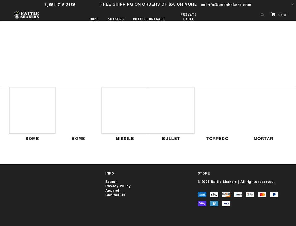 battleshakers.com shopify website screenshot