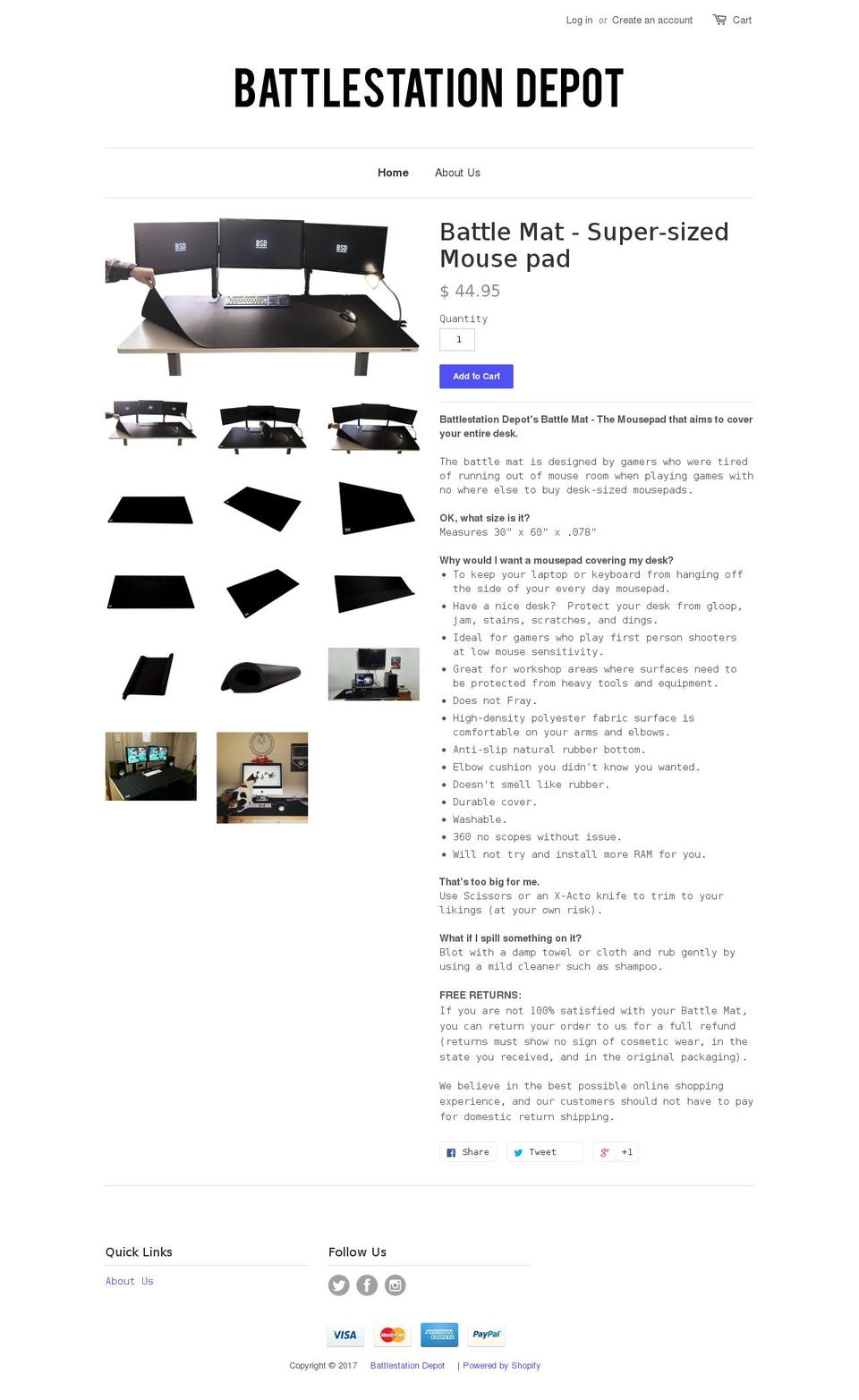 battlestationdepot.com shopify website screenshot