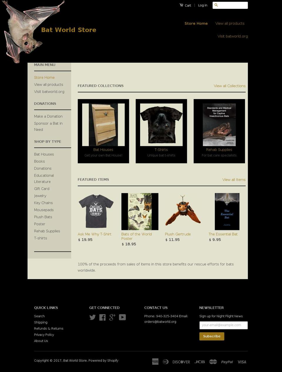 batworldstore.org shopify website screenshot