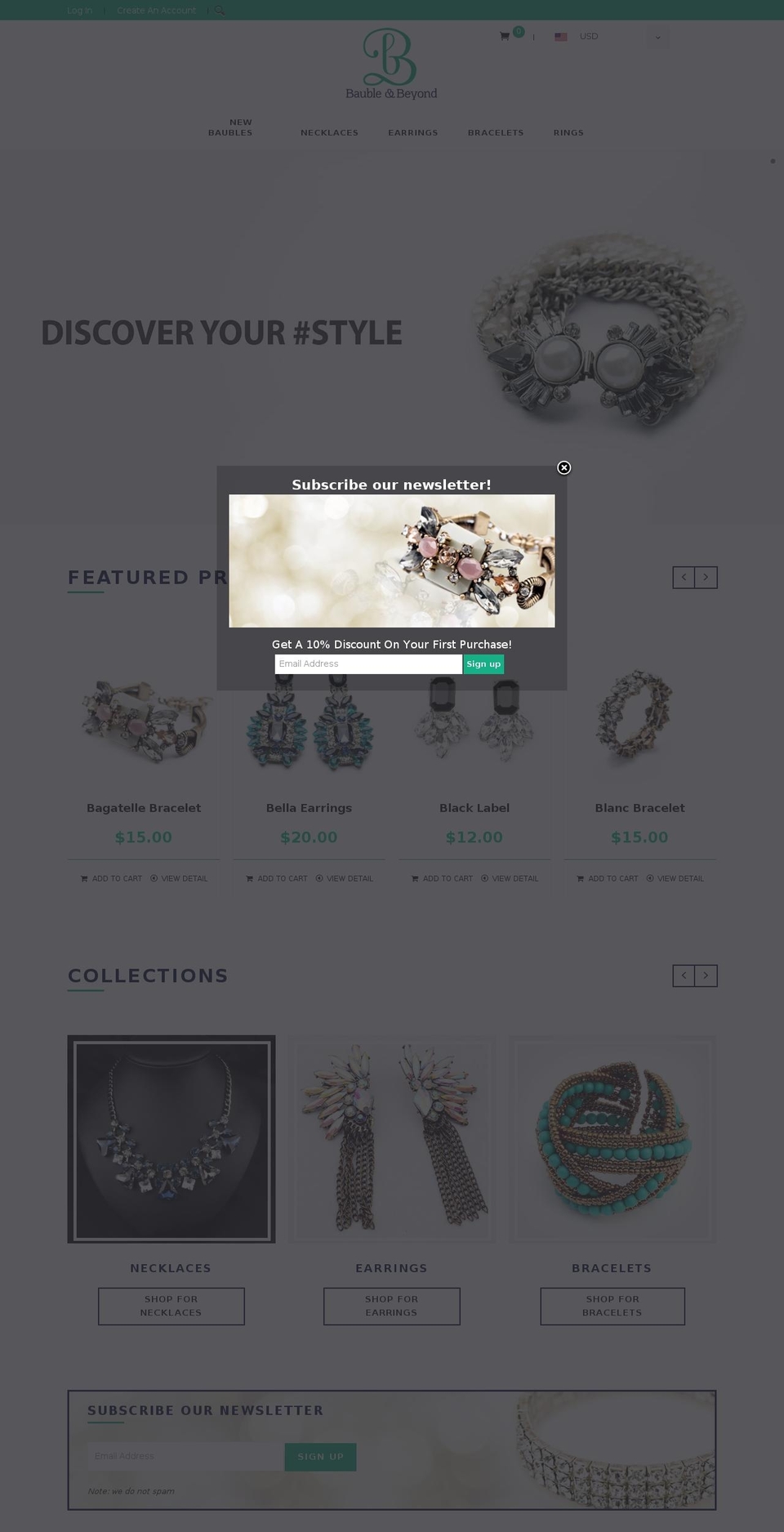 baubleandbeyond.com shopify website screenshot