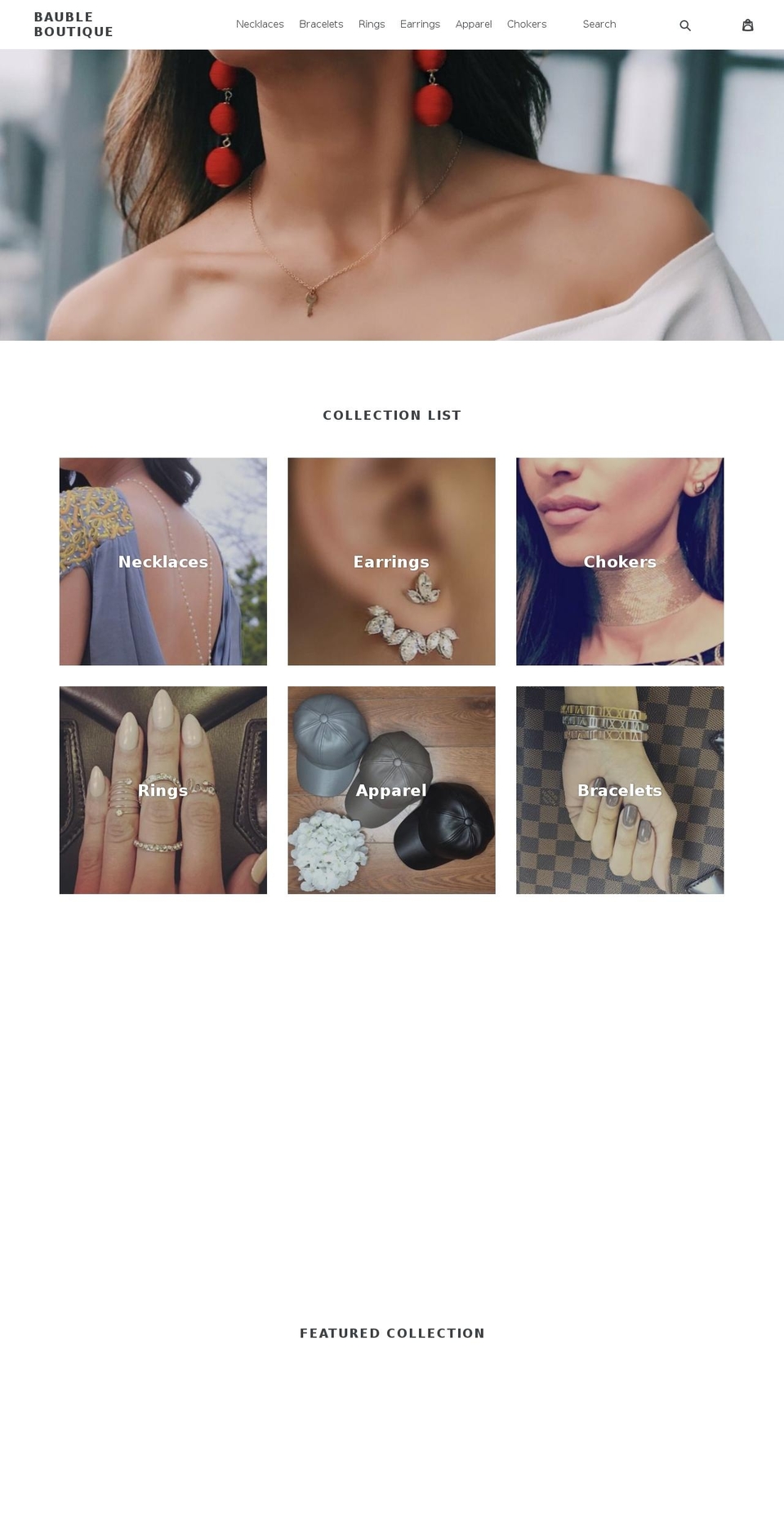 baubleboutique.com shopify website screenshot