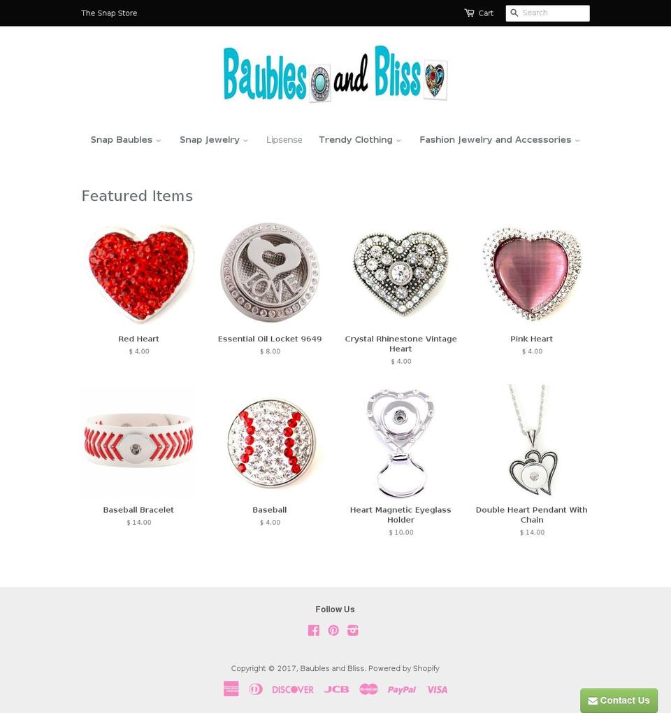 baublesandbliss.com shopify website screenshot