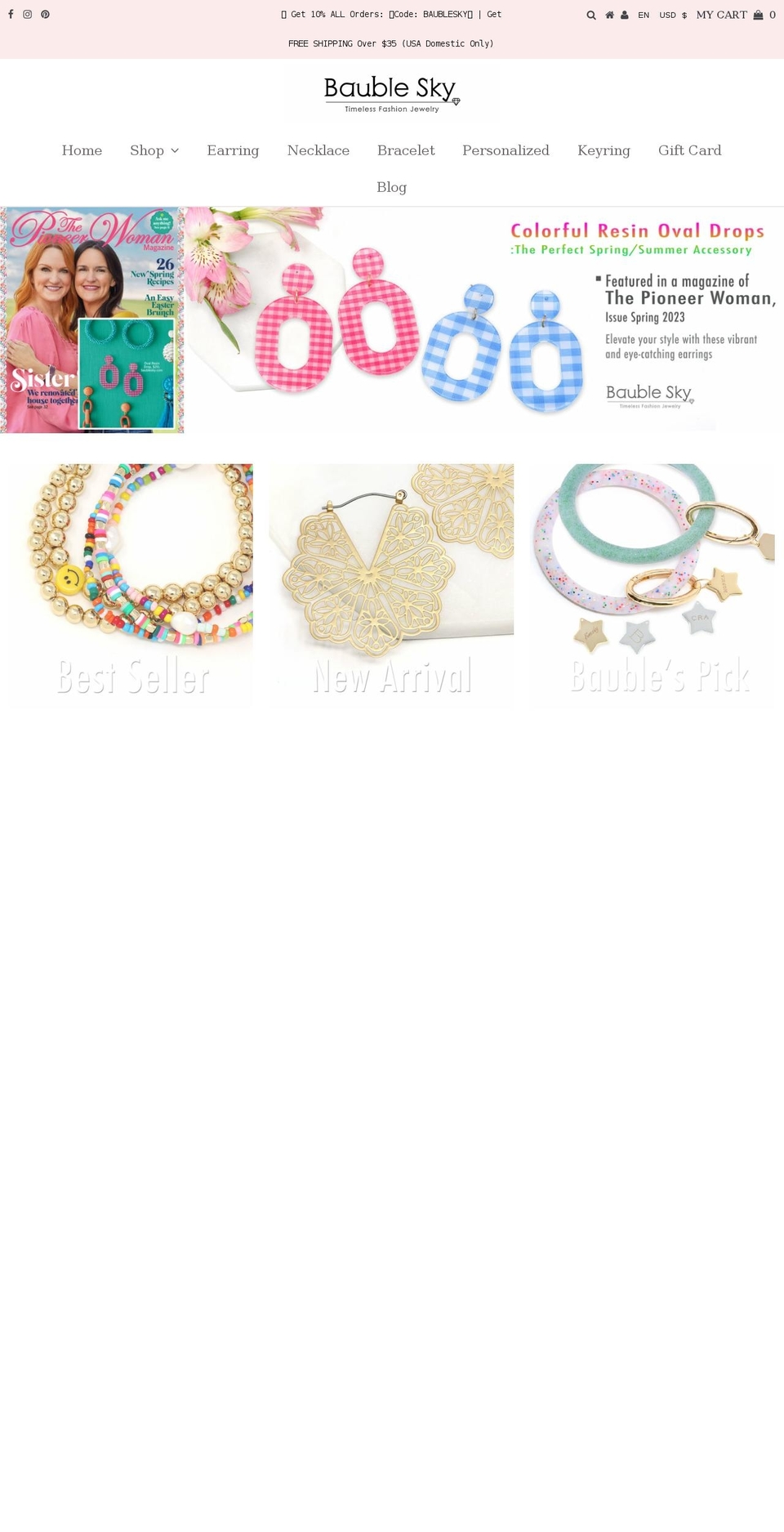 baublesky.com shopify website screenshot