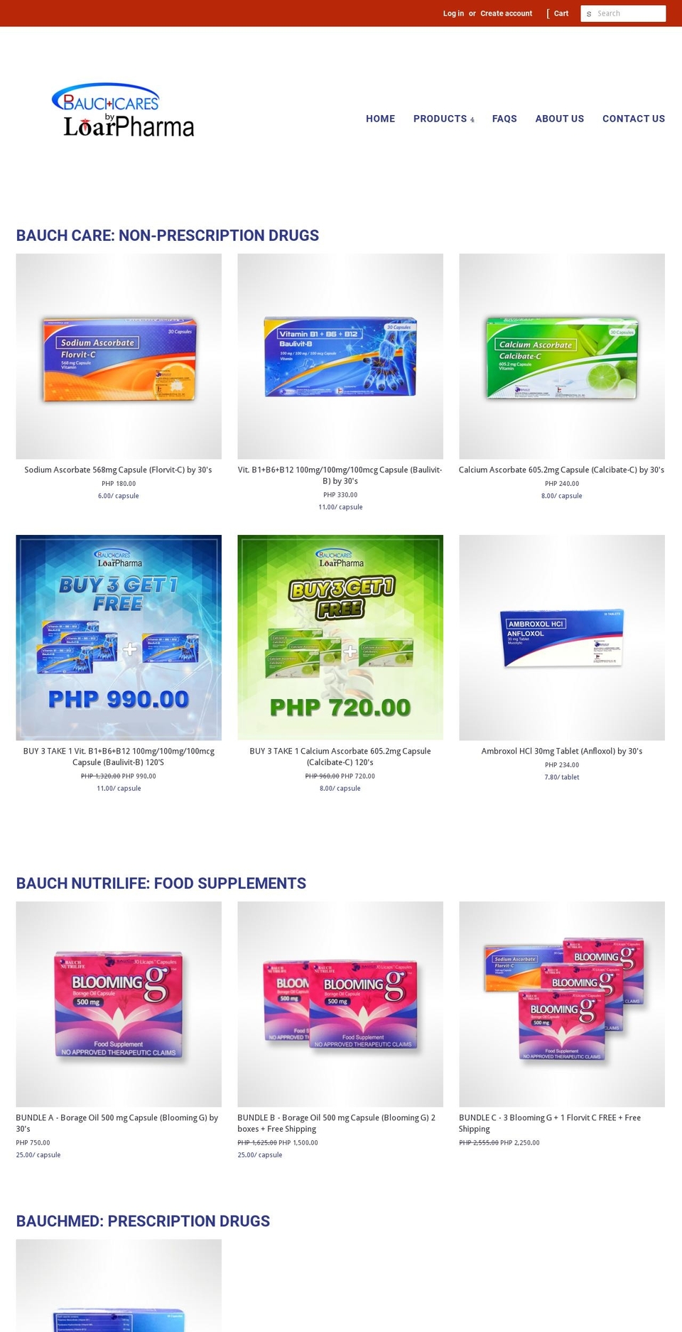 bauchcares.com — Shopify storefront screenshot