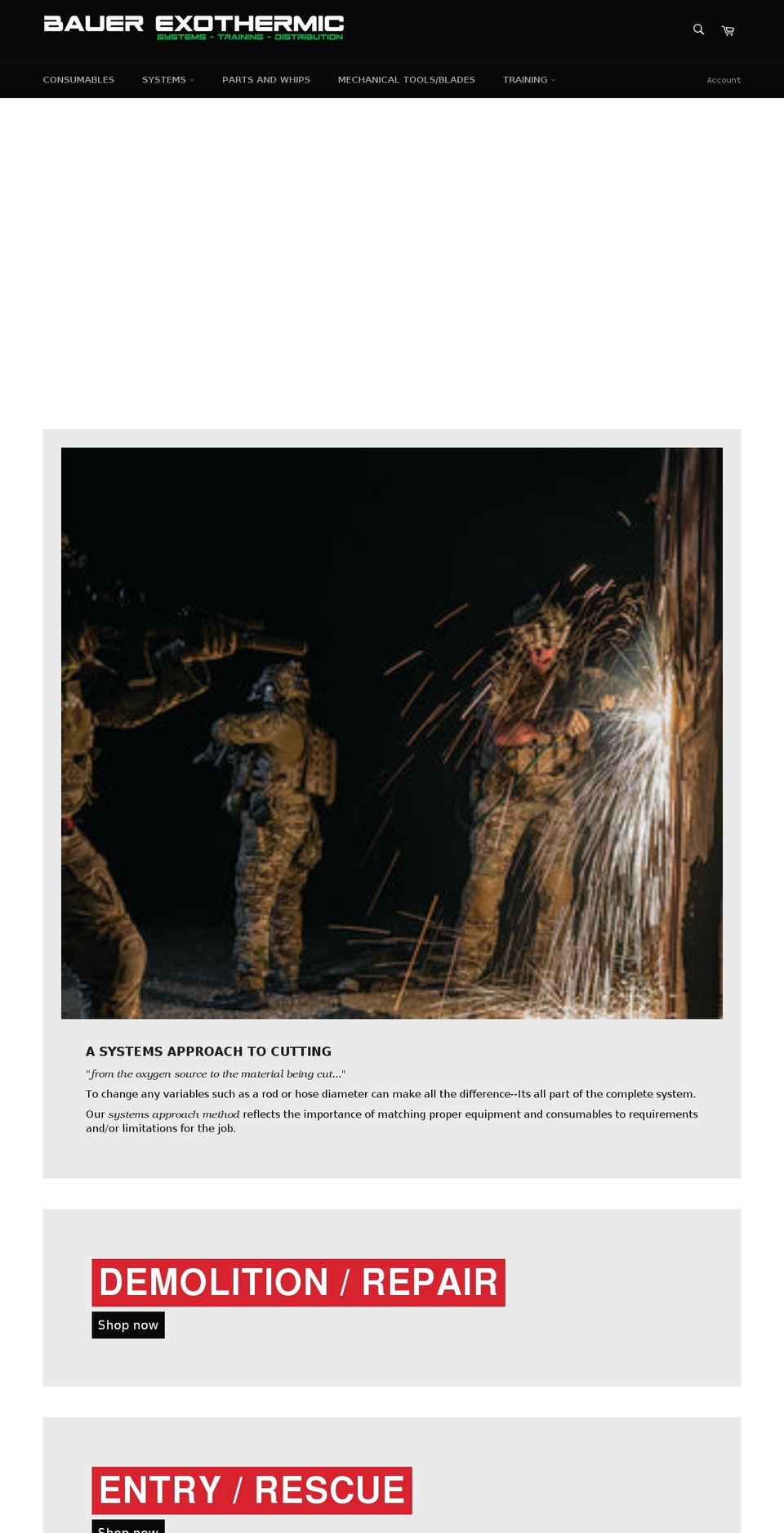 bauerexothermic.com shopify website screenshot