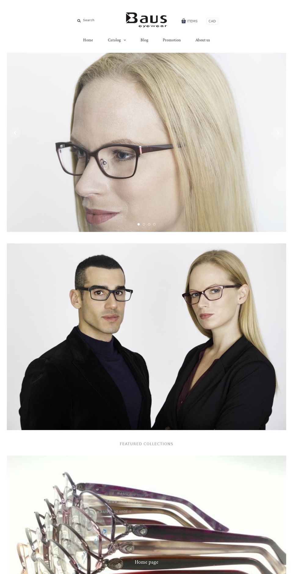 bauseyewear.com shopify website screenshot