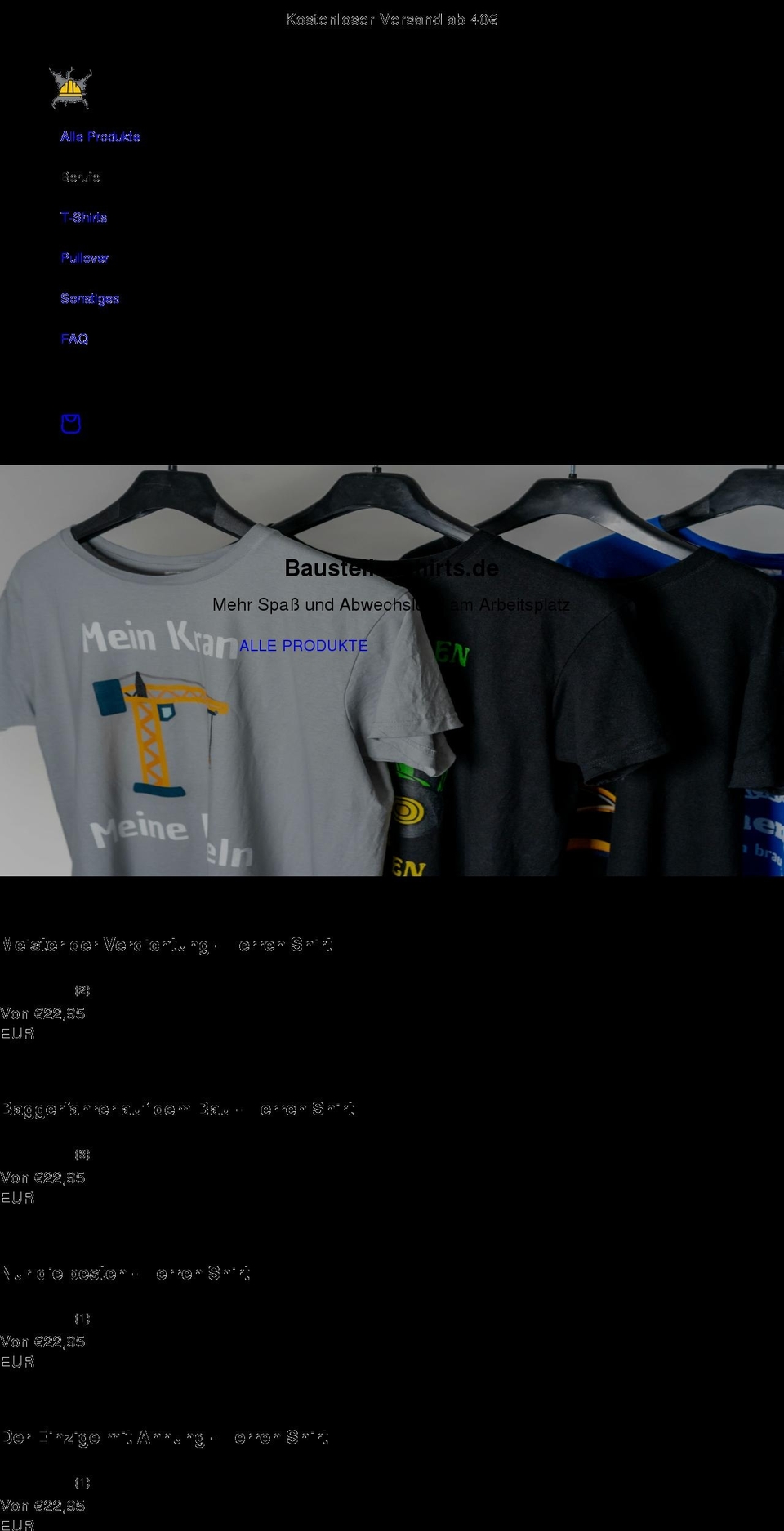 baustellenshirts.de shopify website screenshot