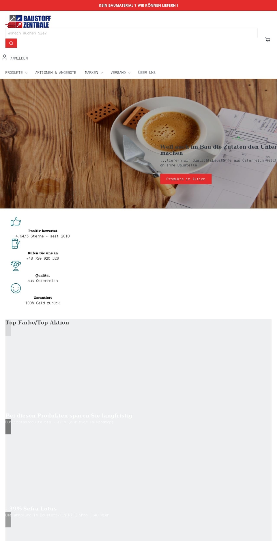 baustoffzentrale.com shopify website screenshot