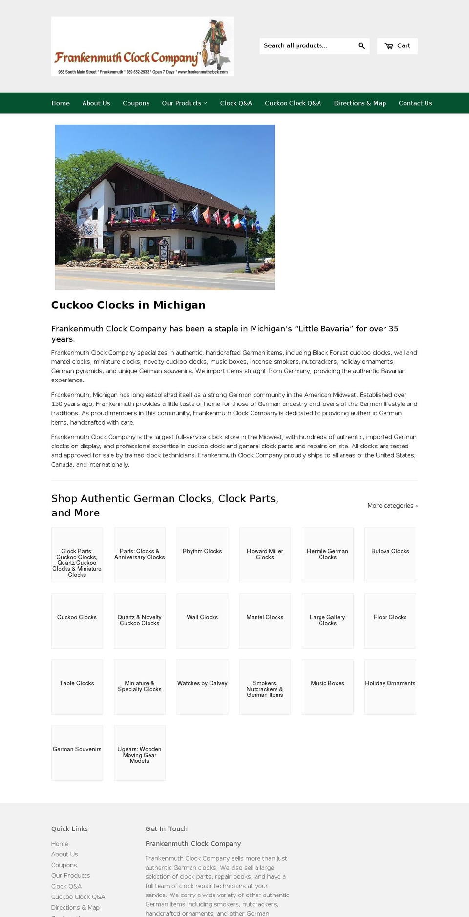 bavarianclockhaus.com shopify website screenshot