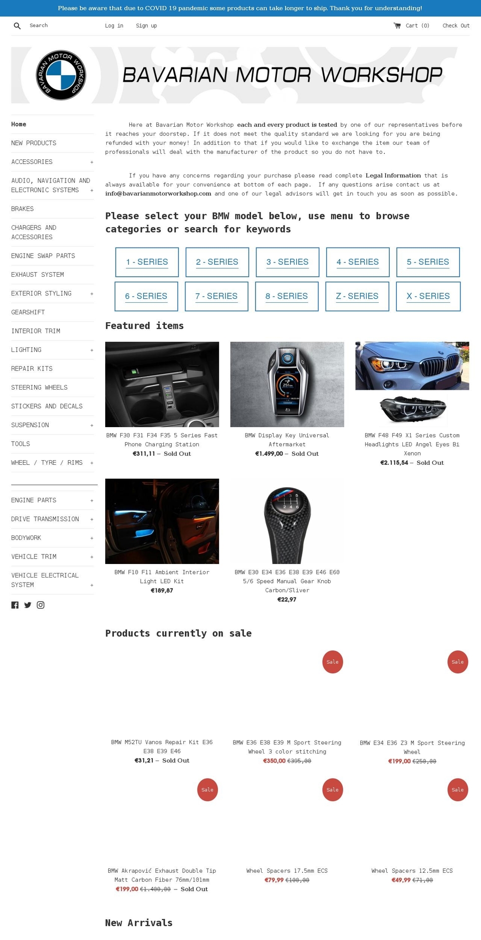 bavarianmotorworkshop.com shopify website screenshot