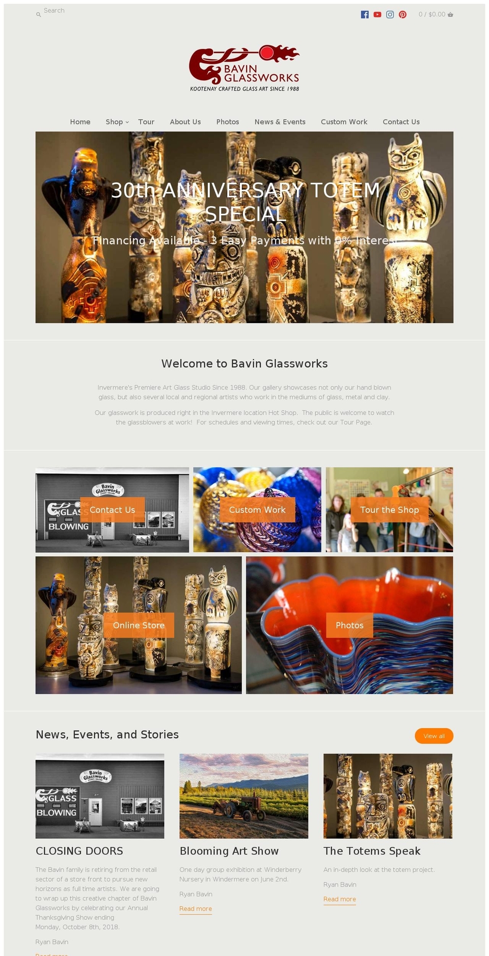 bavinglass.com shopify website screenshot