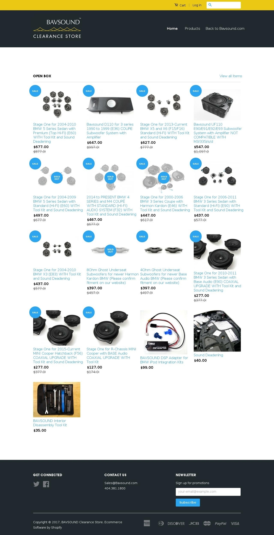 bavsoundclearance.com shopify website screenshot