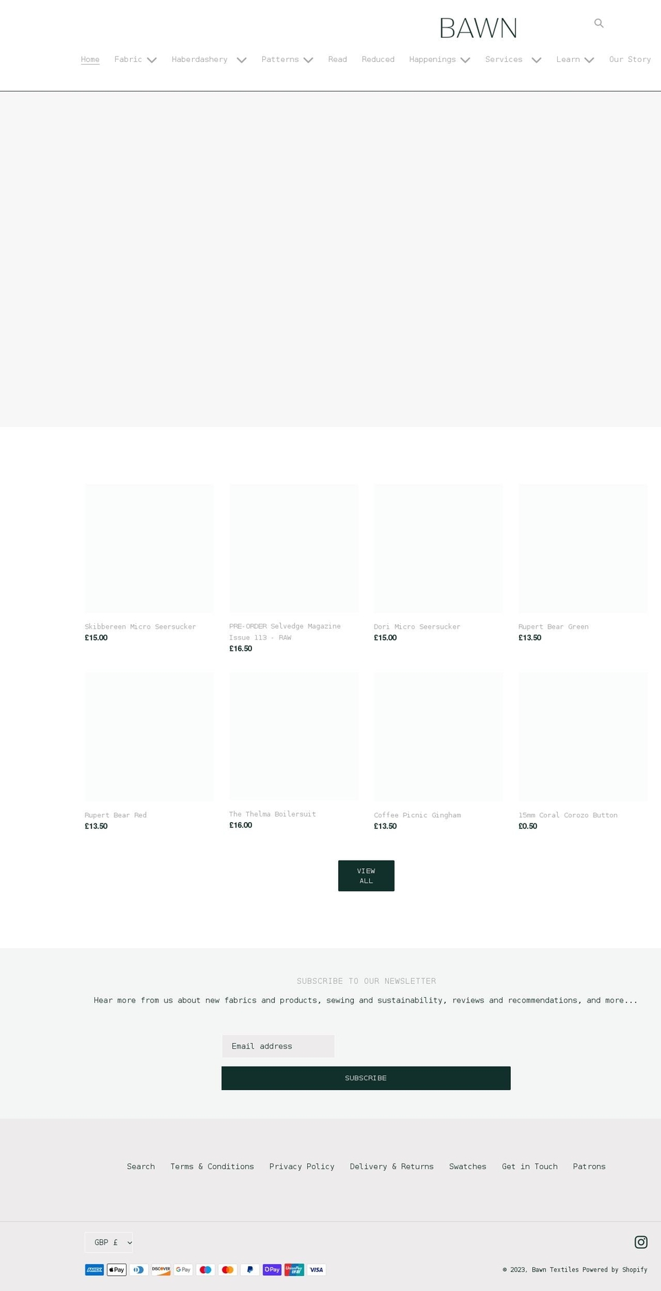 bawntextiles.com shopify website screenshot