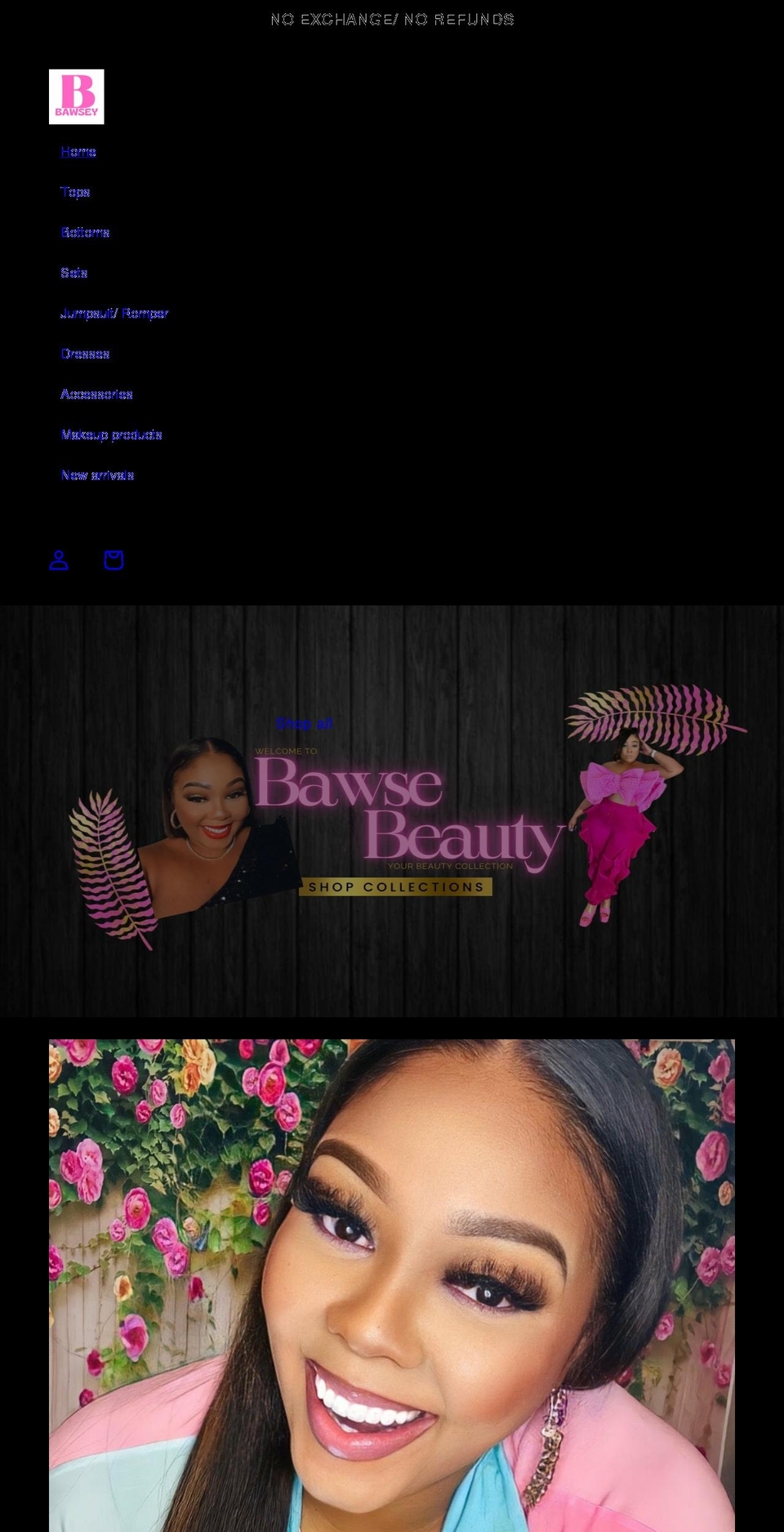 bawseycosmeticsapparel.com shopify website screenshot