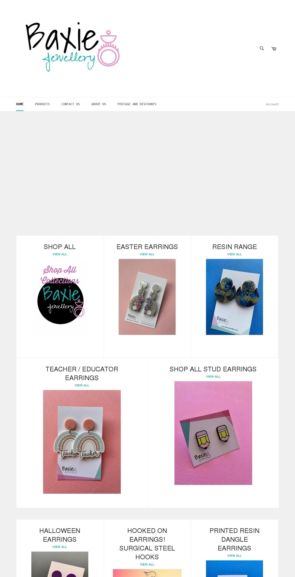 baxiejewellery.com shopify website screenshot