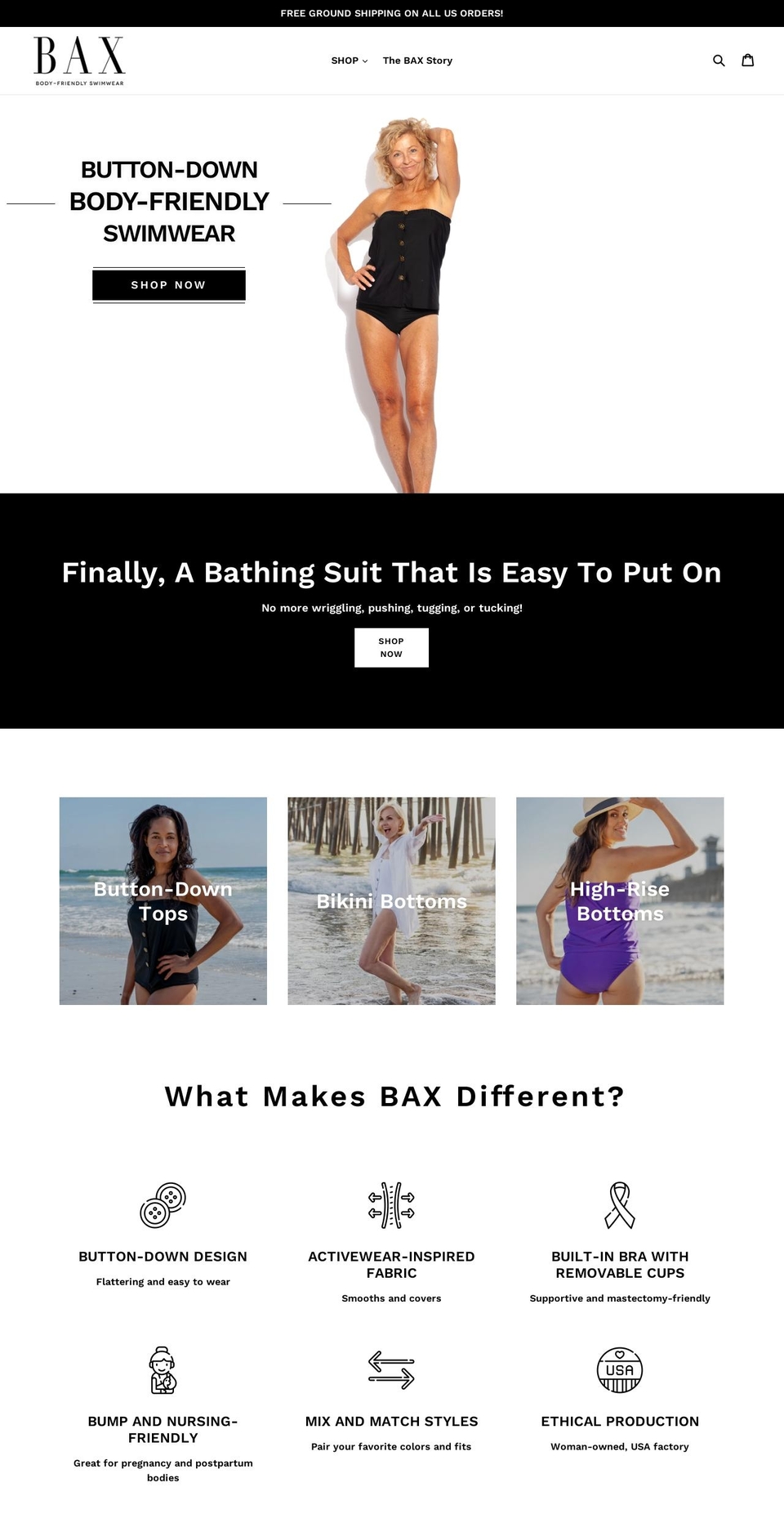 baxswimwear.com shopify website screenshot
