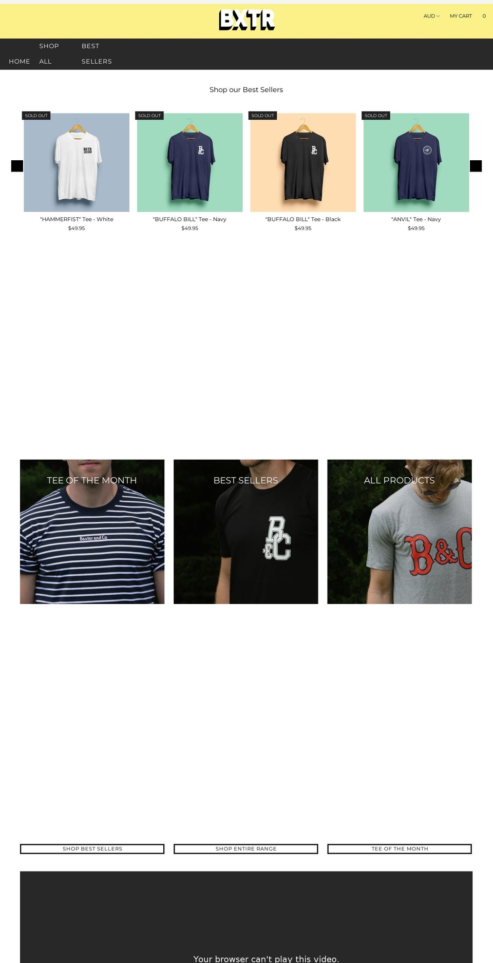 baxterandcoclothing.com — Shopify storefront screenshot