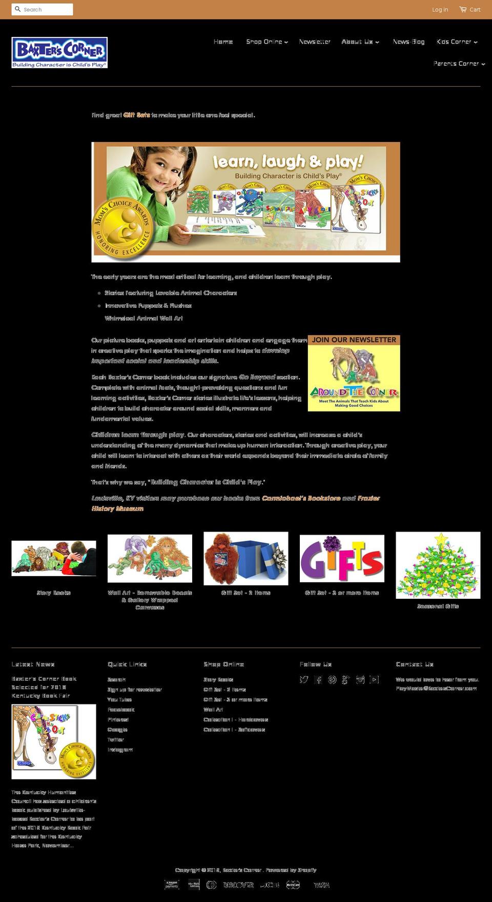 baxtercorners.com — Shopify storefront screenshot